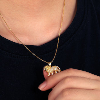 PENDENTIF LION EN MOISSANITE ET ARGENT MASSIF {STYLE 2}