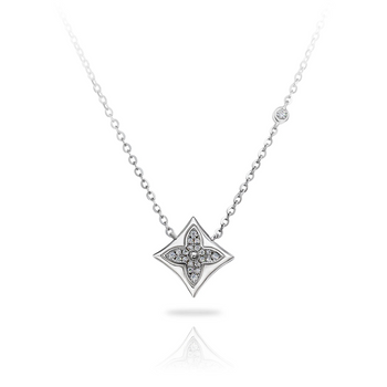 MOISSANITE LUCKY FOUR LEAF CLOVER NECKLACE IN STERLING SILVER