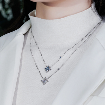 MOISSANITE LUCKY FOUR LEAF CLOVER NECKLACE IN STERLING SILVER