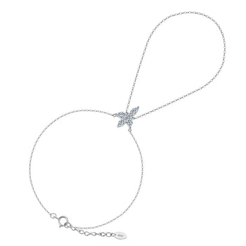 MOISSANITE MARQUISE CLUSTER HAND HARNESS IN STERLING SILVER