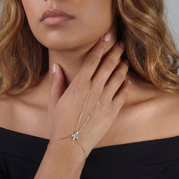 MOISSANITE MARQUISE CLUSTER HAND HARNESS IN STERLING SILVER
