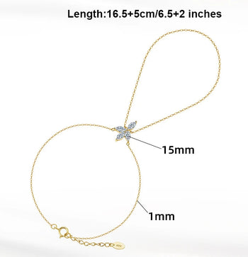 MOISSANITE MARQUISE CLUSTER HAND HARNESS IN STERLING SILVER