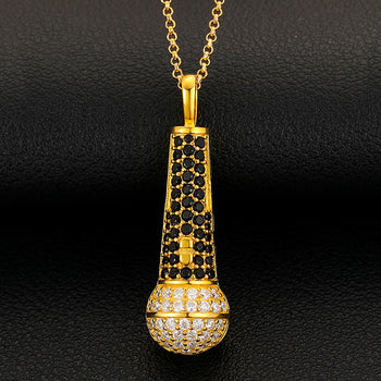 Pendentif microphone en moissanite et argent sterling