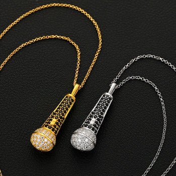 Pendentif microphone en moissanite et argent sterling