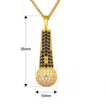 Pendentif microphone en moissanite et argent sterling