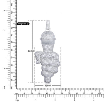 Pendentif chanteur en moissanite et microphone, en argent sterling