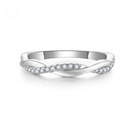 MOISSANITE MINIMALISTIC TWIST BAND RING IN STERLING SILVER