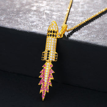 Pendentif flamme de missile en moissanite en argent sterling