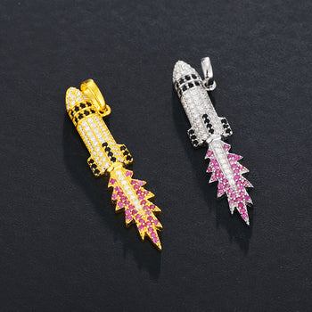 Pendentif flamme de missile en moissanite en argent sterling