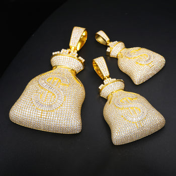 MOISSANIT-GELDBEUTELANHÄNGER AUS STERLINGSILBER {STIL 3}