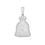 MOISSANITE MONEY BAG PENDANT IN STERLING SILVER {STYLE 3}