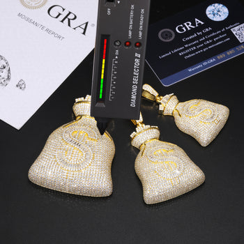 MOISSANIT-GELDBEUTELANHÄNGER AUS STERLINGSILBER {STIL 3}