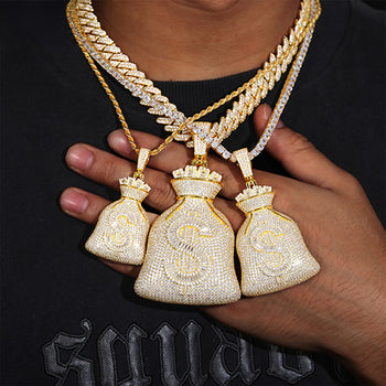 MOISSANIT-GELDBEUTELANHÄNGER AUS STERLINGSILBER {STIL 3}