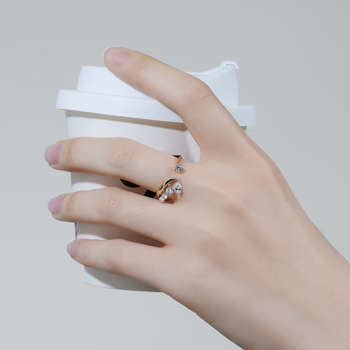 MOISSANITE MULTI DROP OPEN BAND RING IN SOLID GOLD