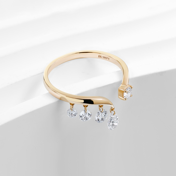 MOISSANITE MULTI DROP OPEN BAND RING IN SOLID GOLD