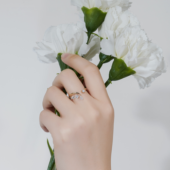 MOISSANITE MULTI DROP OPEN BAND RING IN SOLID GOLD