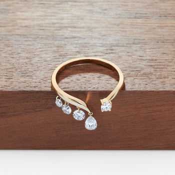 MOISSANITE MULTI DROP OPEN BAND RING IN SOLID GOLD