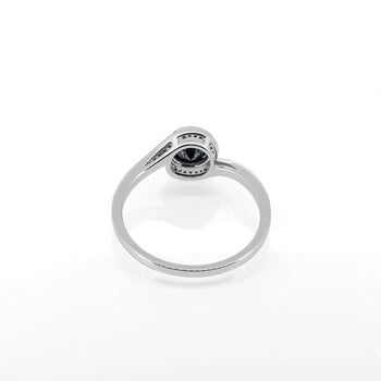MOISSANITE NOIR HALO BAND RING IN SOLID GOLD