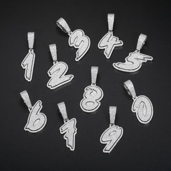 MOISSANITE NUMBER LETTER PENDANT IN STERLING SILVER