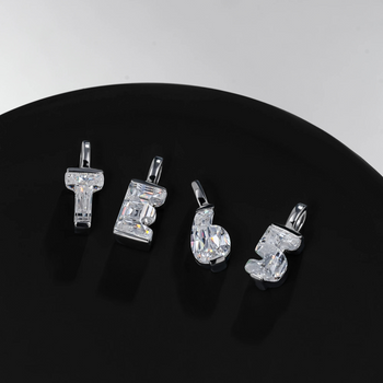MOISSANITE NUMBER/INITIAL DAINTY PENDANT IN STERLING SILVER