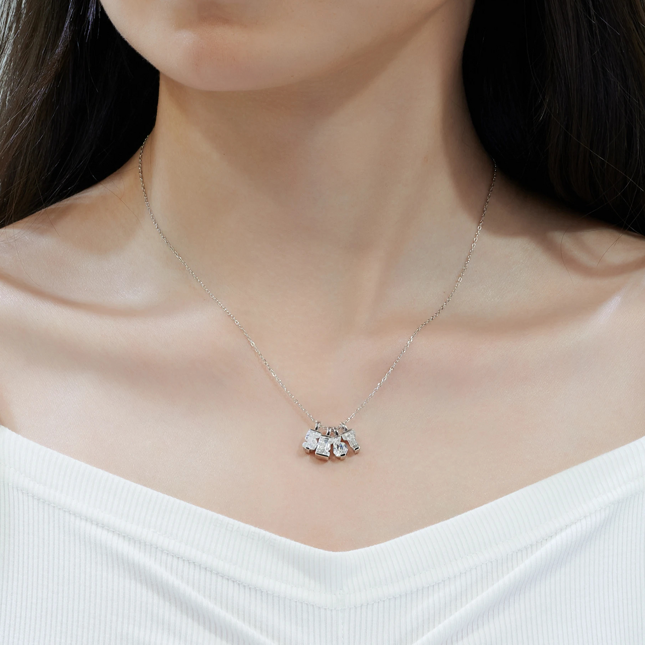 MOISSANITE NUMBER/INITIAL DAINTY PENDANT IN STERLING SILVER