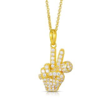 Pendentif micro en moissanite, symbole de la paix, en argent sterling