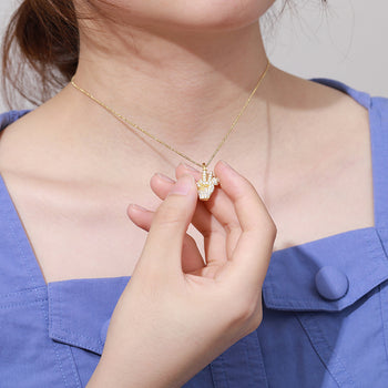 Pendentif micro en moissanite, symbole de la paix, en argent sterling