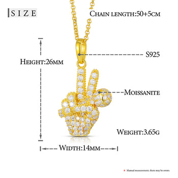 Pendentif micro en moissanite, symbole de la paix, en argent sterling