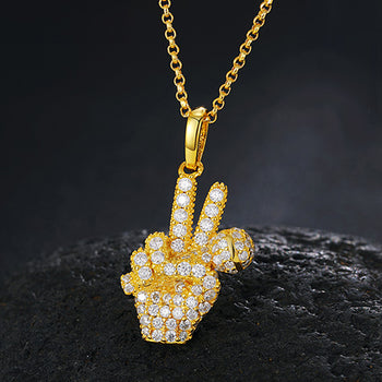 Pendentif micro en moissanite, symbole de la paix, en argent sterling