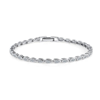 MOISSANITE PEAR CUT BEZEL SETTING TENNIS BRACELET IN STERLING SILVER