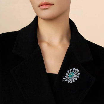 MOISSANITE PEAR CUT BROOCH IN STERLING SILVER