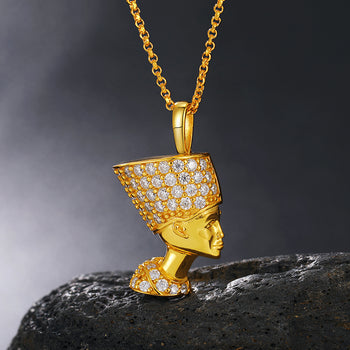 COLLIER PENDENTIF PHARAON EN MOISANITE ET ARGENT MASSIF