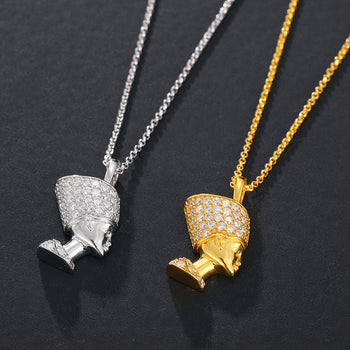 COLLIER PENDENTIF PHARAON EN MOISANITE ET ARGENT MASSIF