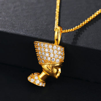 COLLIER PENDENTIF PHARAON EN MOISANITE ET ARGENT MASSIF