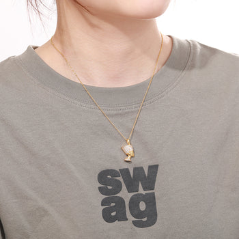 COLLIER PENDENTIF PHARAON EN MOISANITE ET ARGENT MASSIF