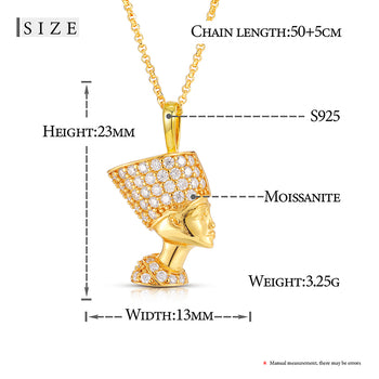 COLLIER PENDENTIF PHARAON EN MOISANITE ET ARGENT MASSIF