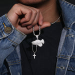 MOISSANITE PRAY HAND CROSS PENDANT NECKLACE IN STERLING SILVER