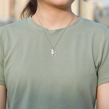 Pendentif en argent sterling avec breloque chiot en moissanite