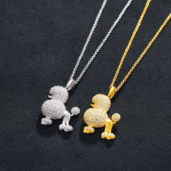 Pendentif en argent sterling avec breloque chiot en moissanite