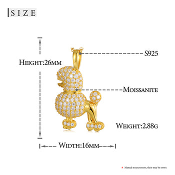 Pendentif en argent sterling avec breloque chiot en moissanite