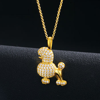 Pendentif en argent sterling avec breloque chiot en moissanite