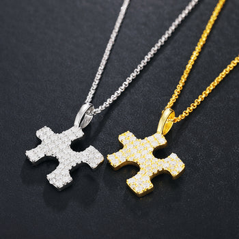 Pendentif puzzle en moissanite et argent sterling
