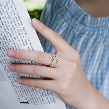 MOISSANITE RADIANT VINE BRIDAL RING SET IN SOLID GOLD