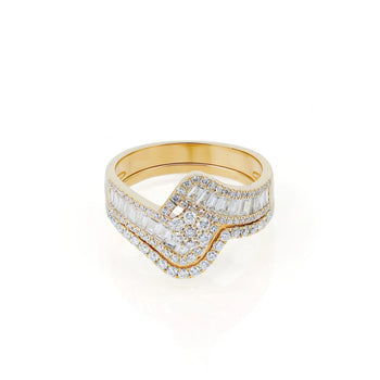 MOISSANITE RADIANT VINE BRIDAL RING SET IN SOLID GOLD