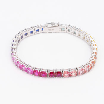 BRACELET ARC-EN-CIEL EN MISSANITE ET ARGENT MASSIF