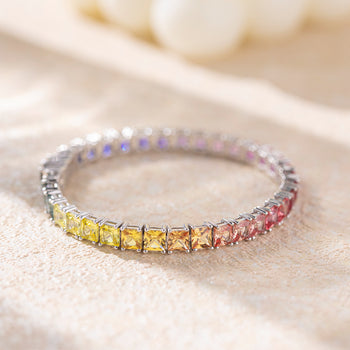BRACELET ARC-EN-CIEL EN MISSANITE ET ARGENT MASSIF