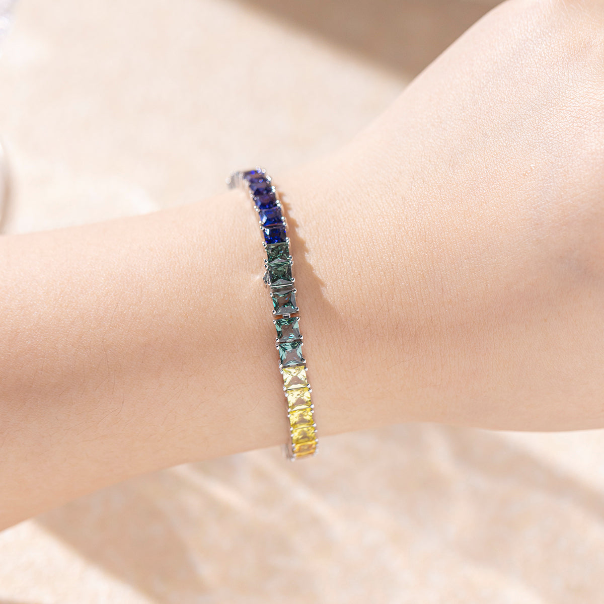 MOISSANITE RAINBOW BRACELET IN STERLING SILVER