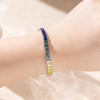 BRACELET ARC-EN-CIEL EN MISSANITE ET ARGENT MASSIF