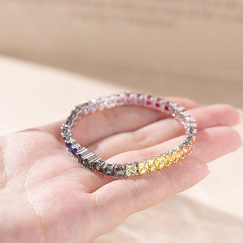 BRACELET ARC-EN-CIEL EN MISSANITE ET ARGENT MASSIF