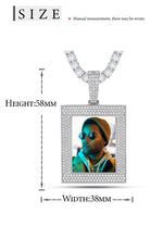 MOISSANITE RECTANGLE CUSTOM PHOTO PENDANT IN STERLING SILVER {STYLE 2}